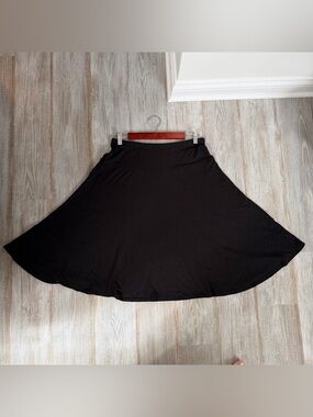 J. Jill Black Stretch A-Line Midi Skirt Size Petite Medium